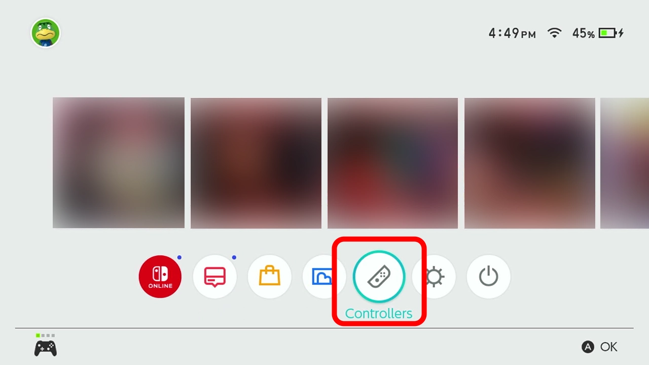 Operate the Nintendo Switch™ and select “Controllers”.