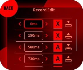 Press the X button to open the macro edit screen. Select the item for which you want to change the timing, and change the time by pressing the cross button.