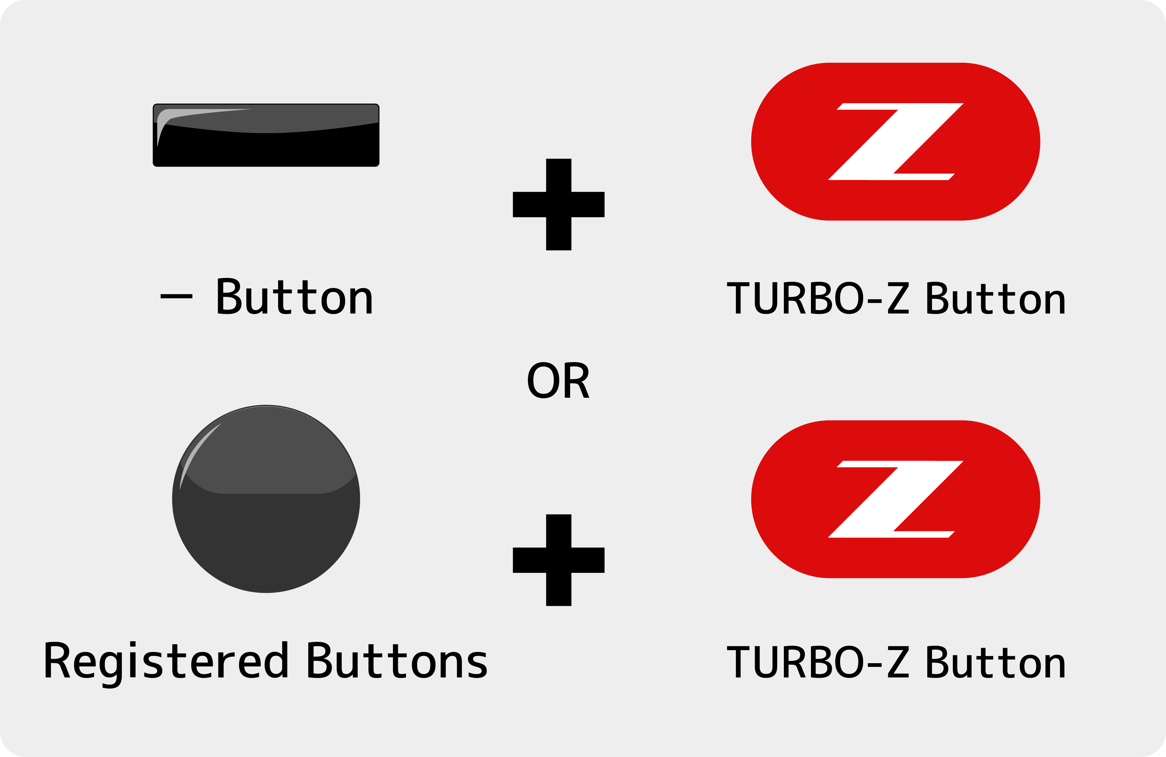 When in For Game Play mode, press the TURBO-Z button and the button you want to cancel Rapid fire at the same time for 2 seconds. Or, press the “-” button and the TURBO-Z button simultaneously for 2 seconds to cancel the Rapid fire setting.