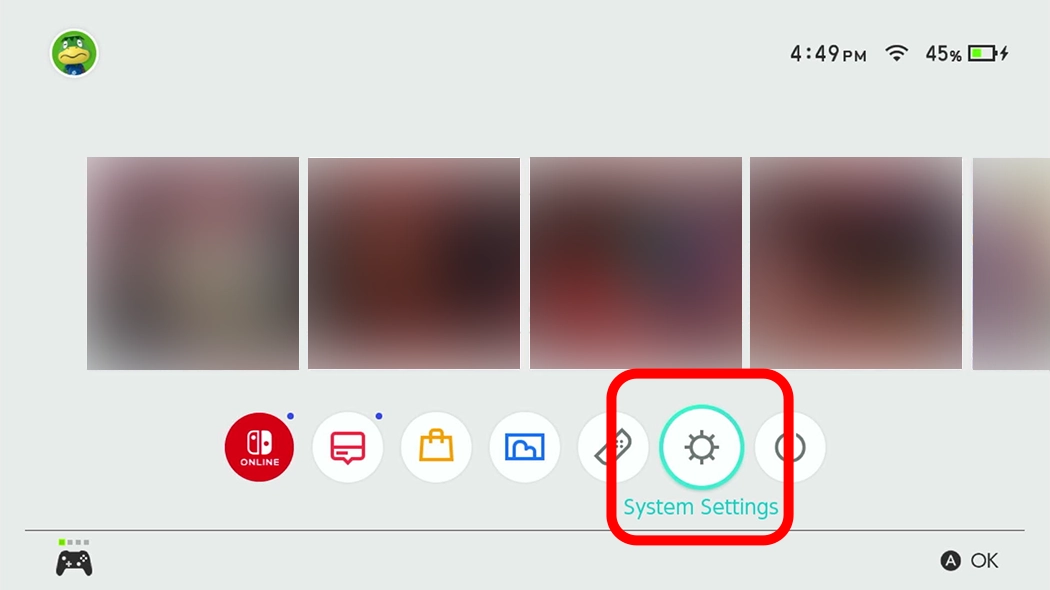 Select Settings from the Nintendo Switch™ home screen.